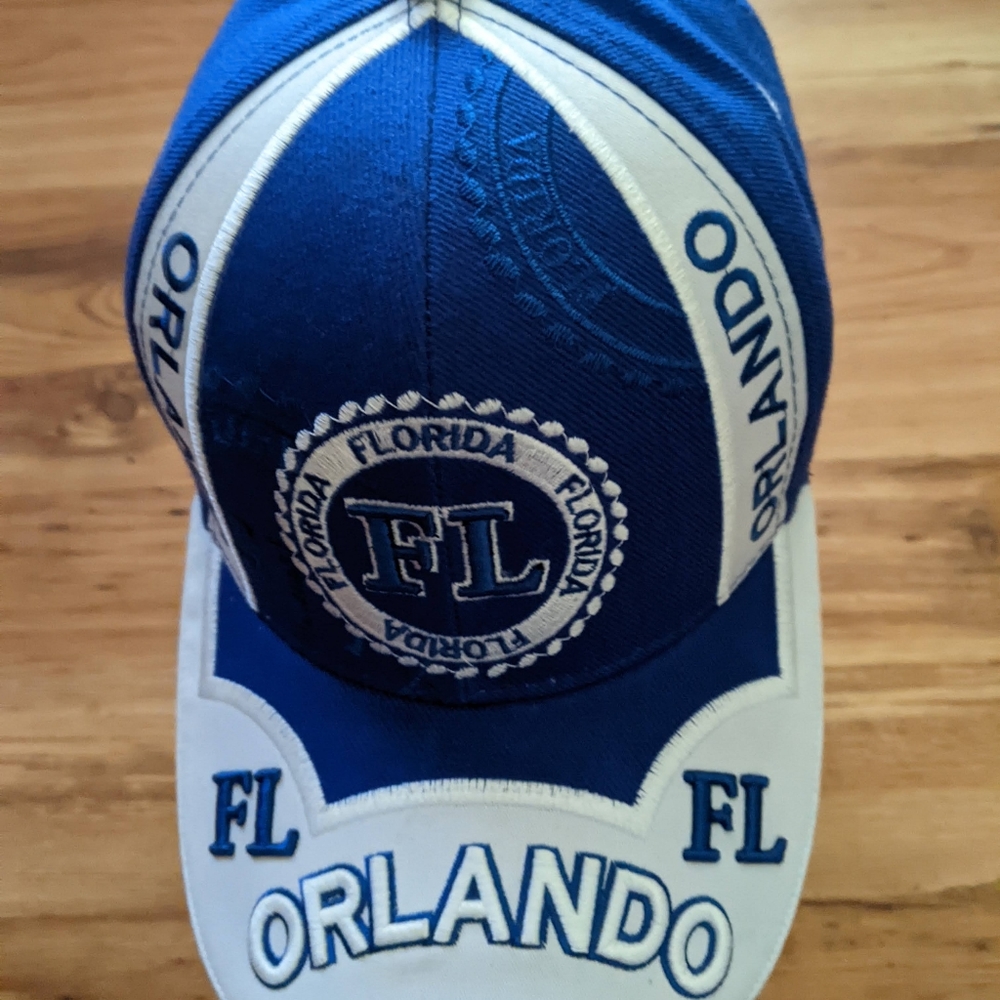 Orlando Florida Cap Hat Blue White Embroidered Curved Brim Strapback